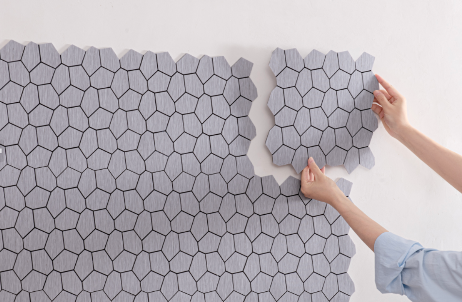 Pvc Panel Background - Minimalist Hexagonal Brushed Seamed Mosaic Wall