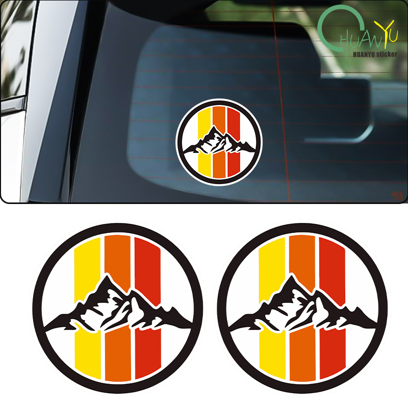 Glass Door Hinge - Retro three-color striped snow mountain SUV