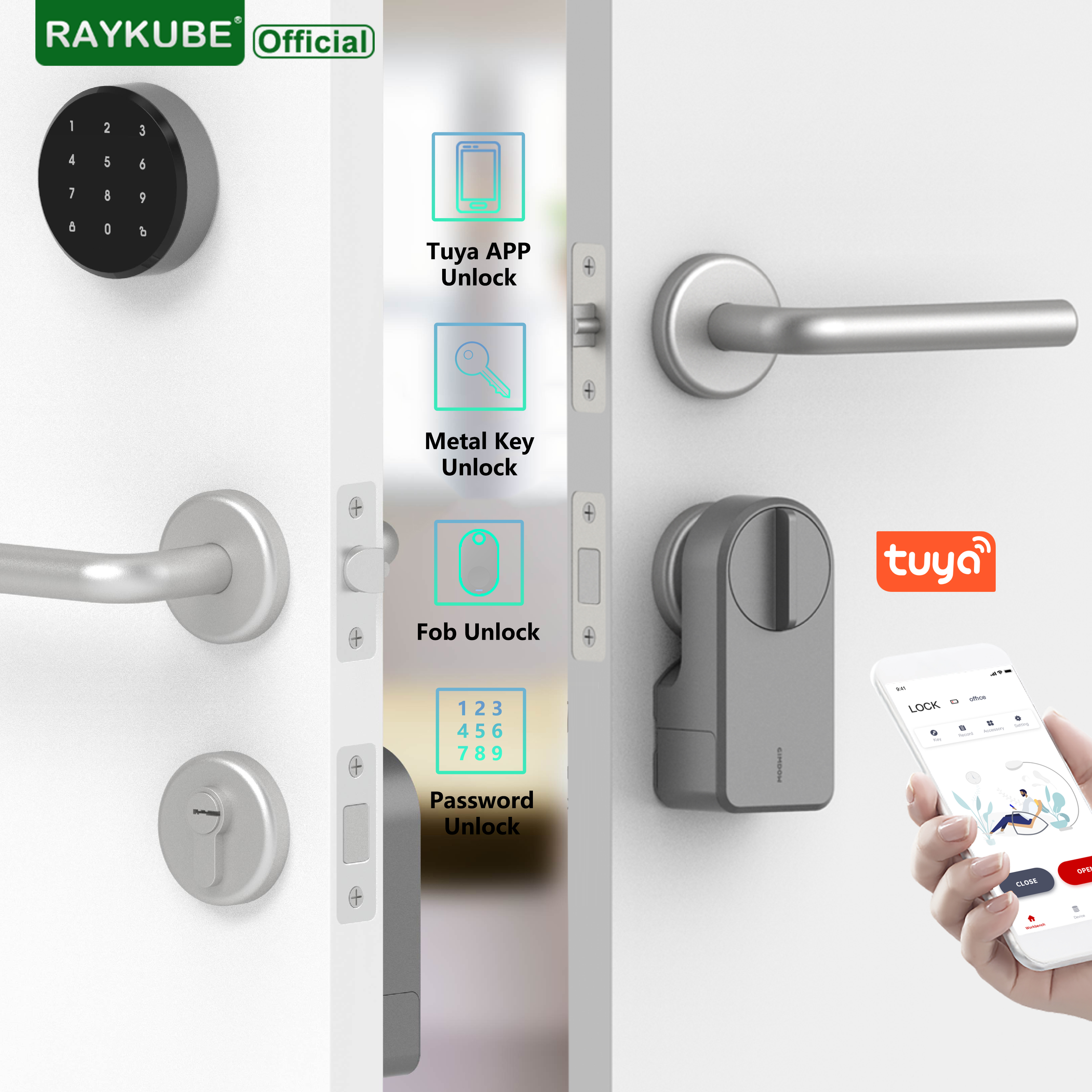 Glass Door Hinge - RAYKUBE A1 Pro Tuya BEL Smart