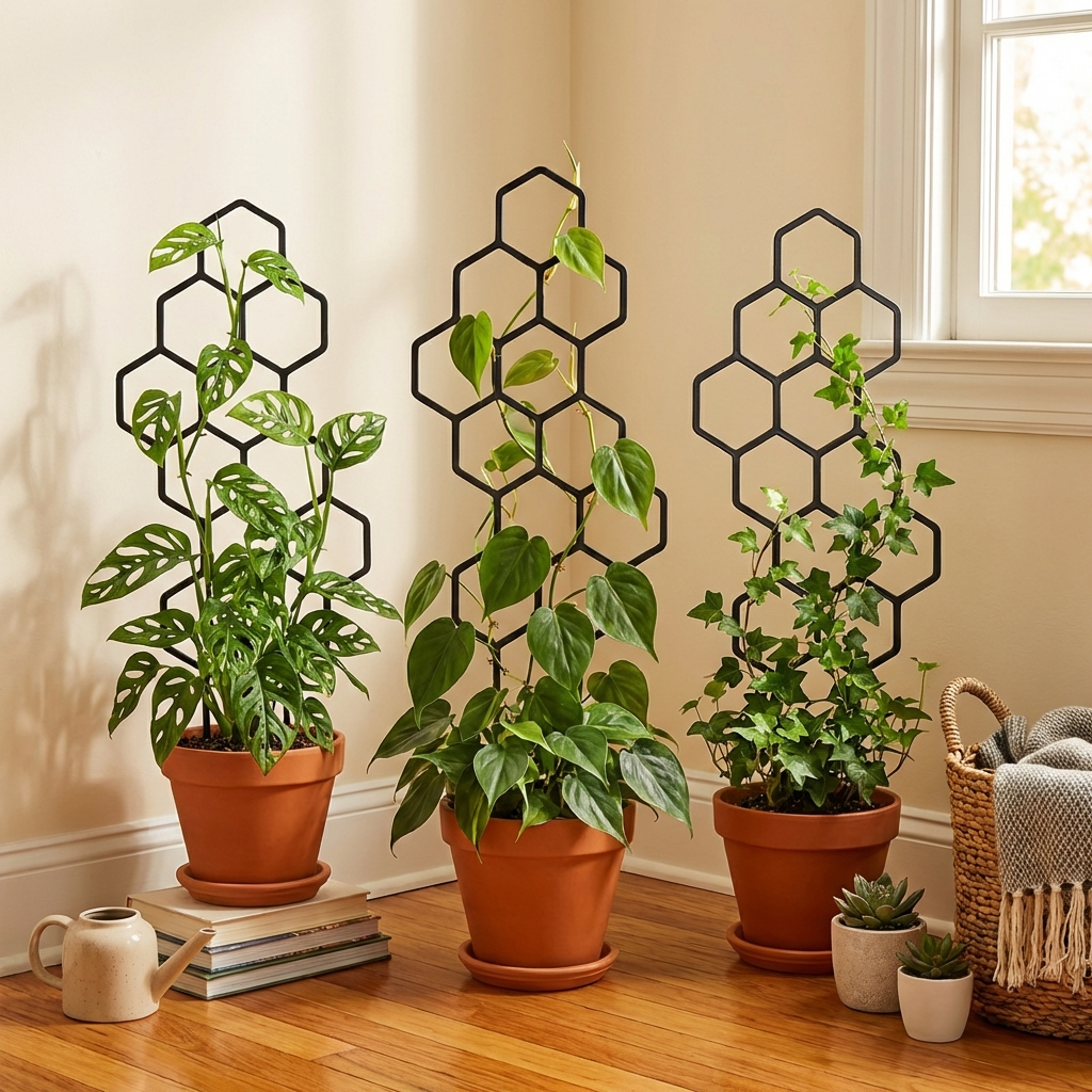Vine Climbing Plastic - 2pcsHoneycomb Design Plant Trellis, Rustproof Plastic