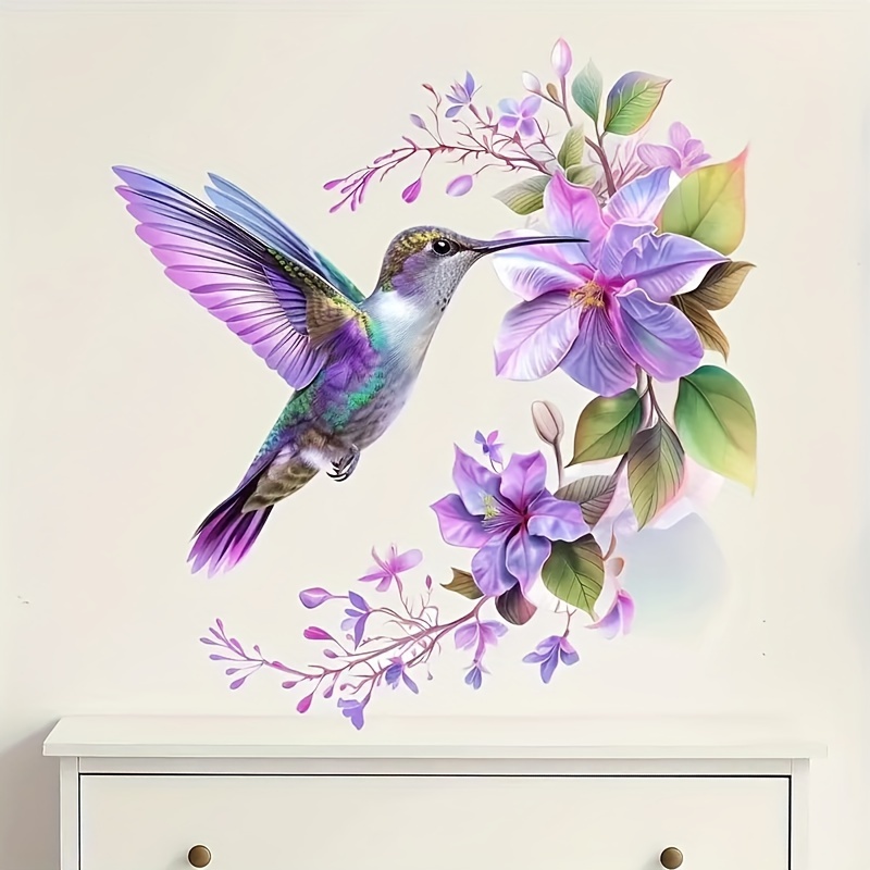 Pvc Panel Background - 1 Purple Flower and Hummingbird Sticker,