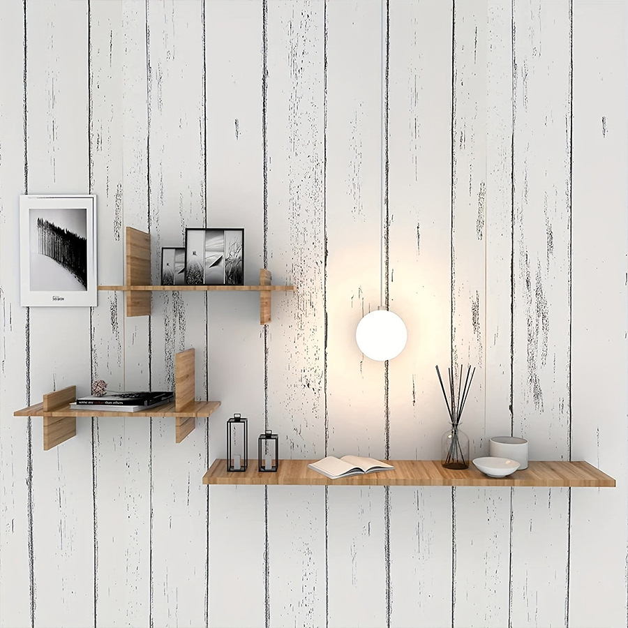Pvc Panel Background - Retro Style White Wood Grain Mural