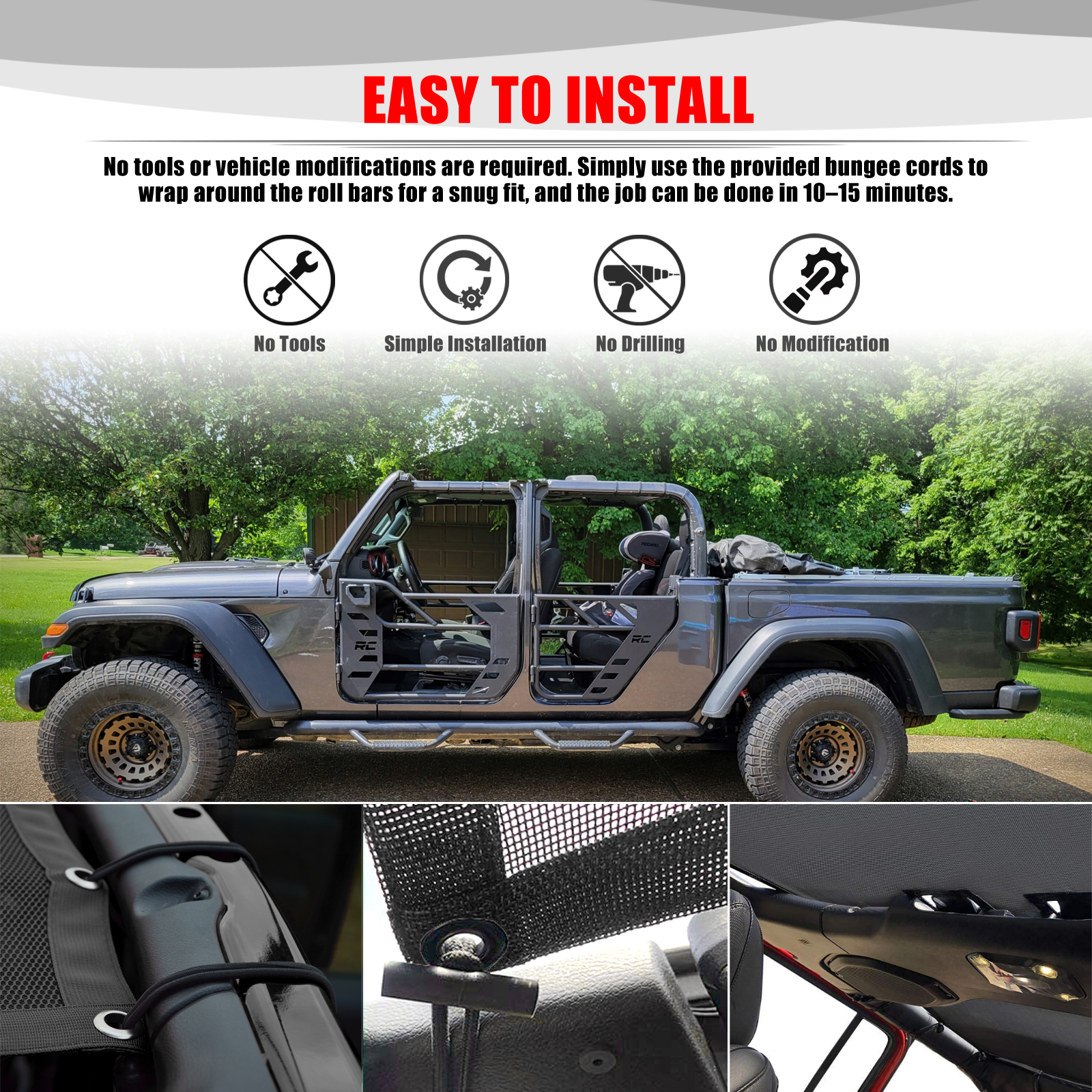For Jeep Gladiator JT 4 Door A - Screen Top Mesh review and price