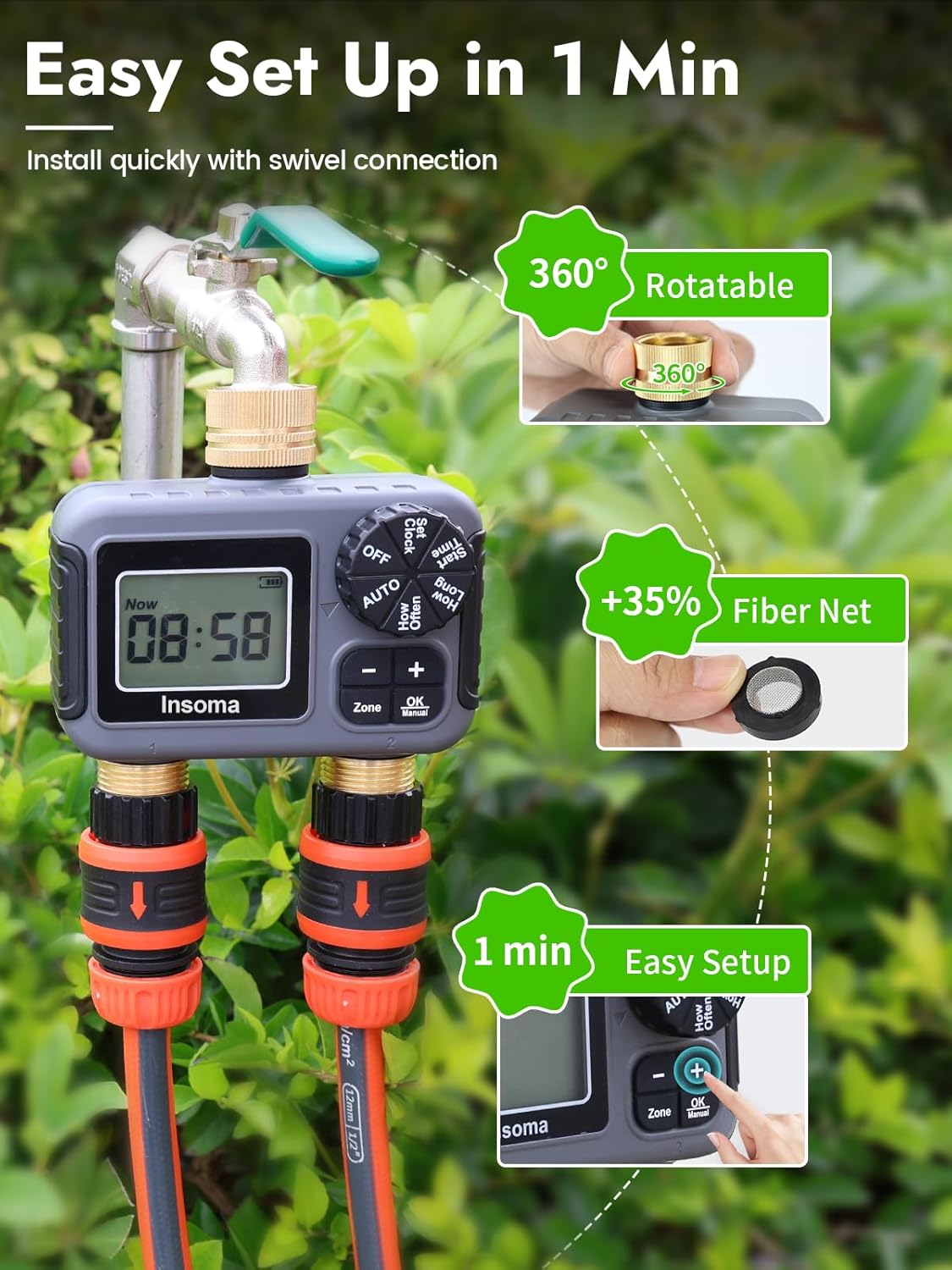Insoma Smart Irrigation Wateri - Timer Dual Outlet review and price