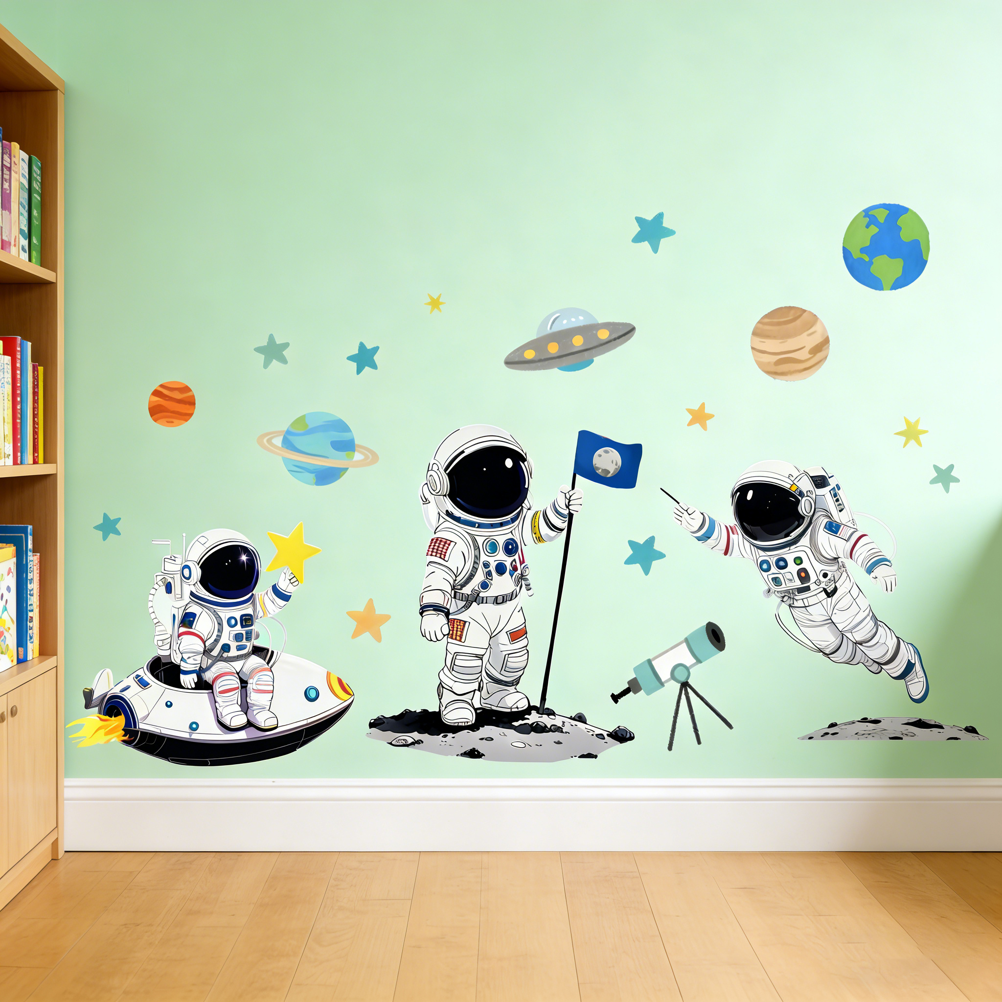 Childish Space Planet Wall Sti - Pvc Panel Background review and price