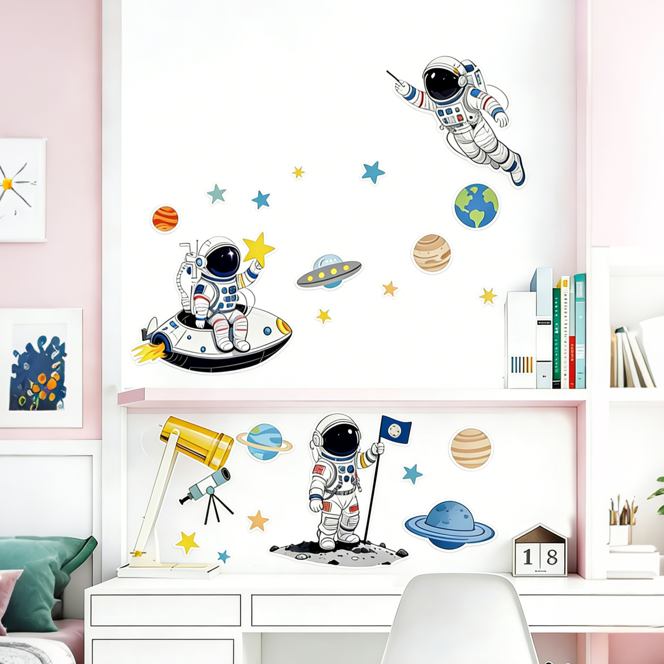 Childish Space Planet Wall Sti - Pvc Panel Background review and price