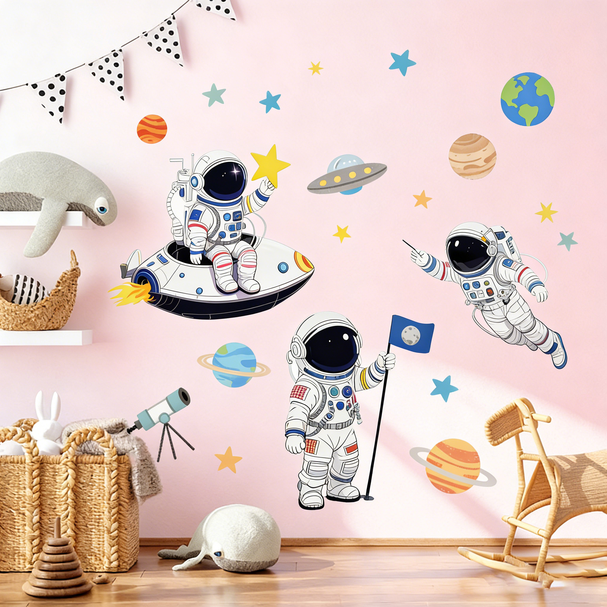 Childish Space Planet Wall Sti - Pvc Panel Background review and price