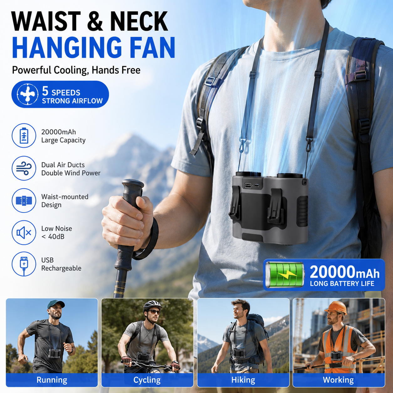 Portable Waist Clip Fan Mini U - Timer Dual Outlet review and price
