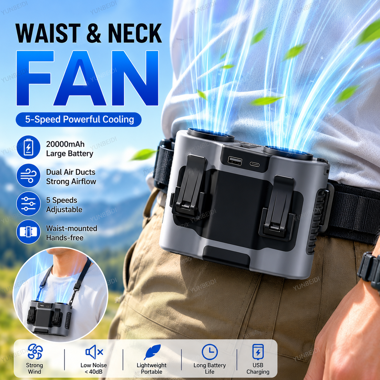 Portable Waist Clip Fan Mini U - Timer Dual Outlet review and price